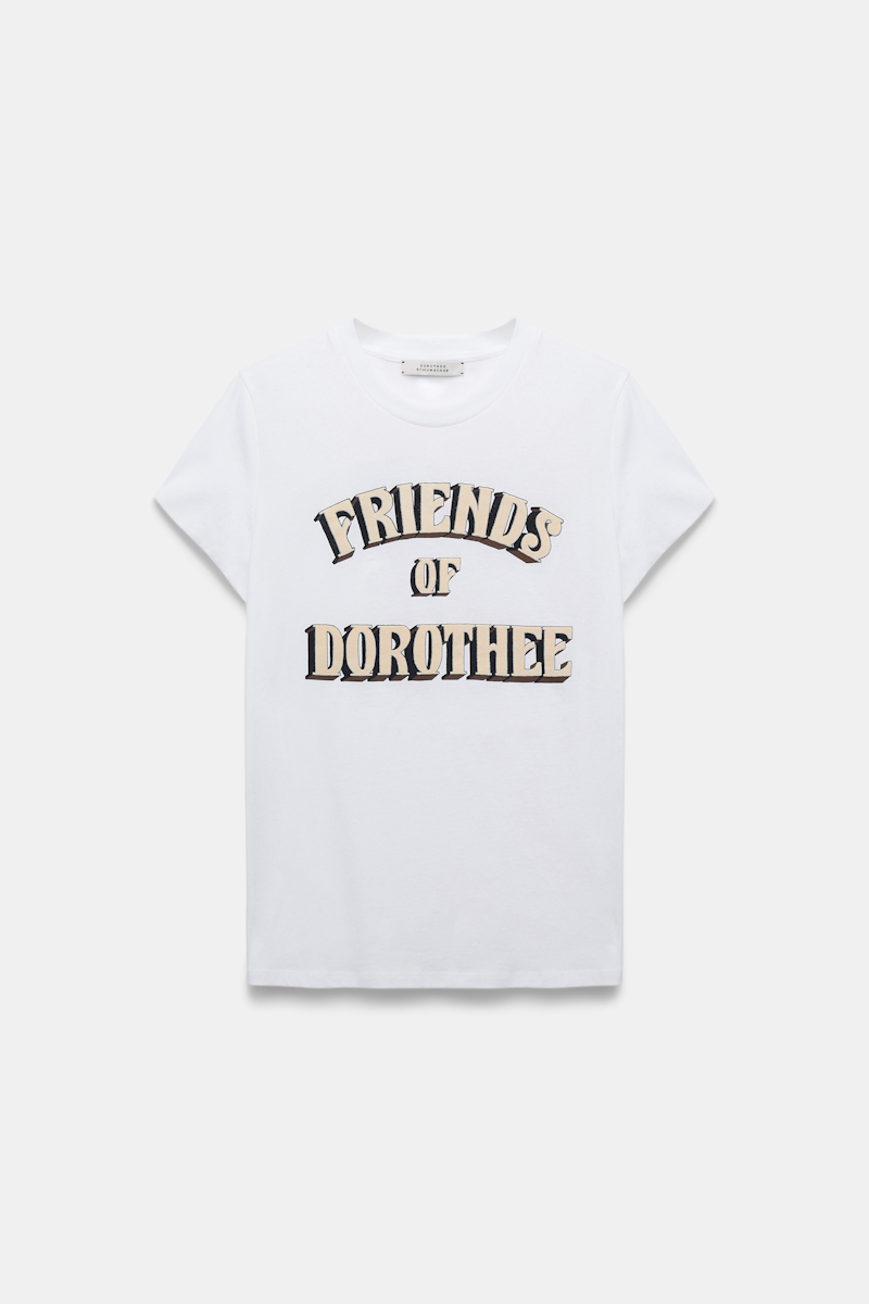Shop Dorothee Schumacher Cotton T-shirt With Lettered Print In Beige