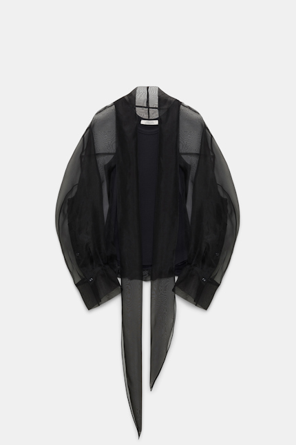 COOL ELEGANCE blouse Dorothee Schumacher Silk organza blouse with tank top body black