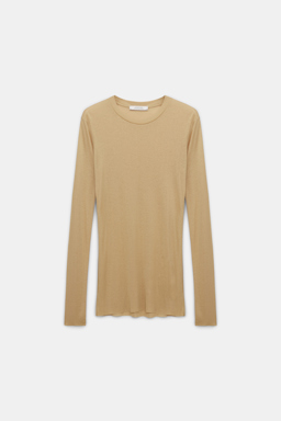 Dorothee Schumacher Geripptes Longsleeve mit Rundhalsausschnitt golden brown