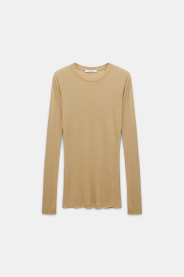 Dorothee Schumacher Casual fine rib round neck top golden brown