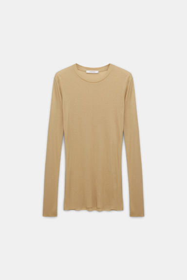 Dorothee Schumacher Geripptes Longsleeve mit Rundhalsausschnitt golden brown
