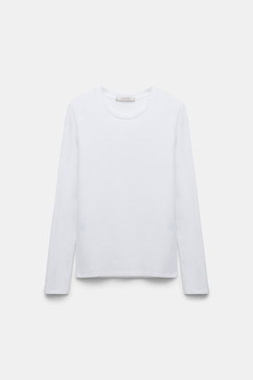 Dorothee Schumacher Longsleeve mit Rundhalsausschnitt camelia white