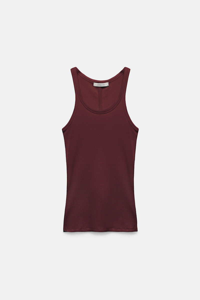 Shop Dorothee Schumacher Ribbed Tank Top In Red