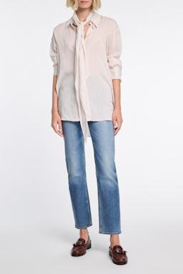 Dorothee Schumacher Gestreifte Bluse mit abnehmbarem Schal white red stripe