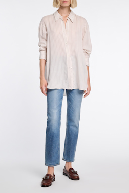 Dorothee Schumacher Gestreifte Bluse mit abnehmbarem Schal white red stripe