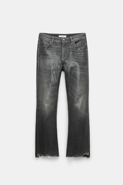 DENIM ATTRACTION pants Dorothee Schumacher Cropped Flared Jeans mit under-glass Effekt structured grey