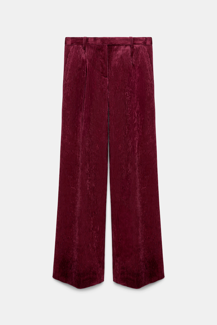 Dorothee Schumacher Wide leg pleated corduroy trousers dark burgundy