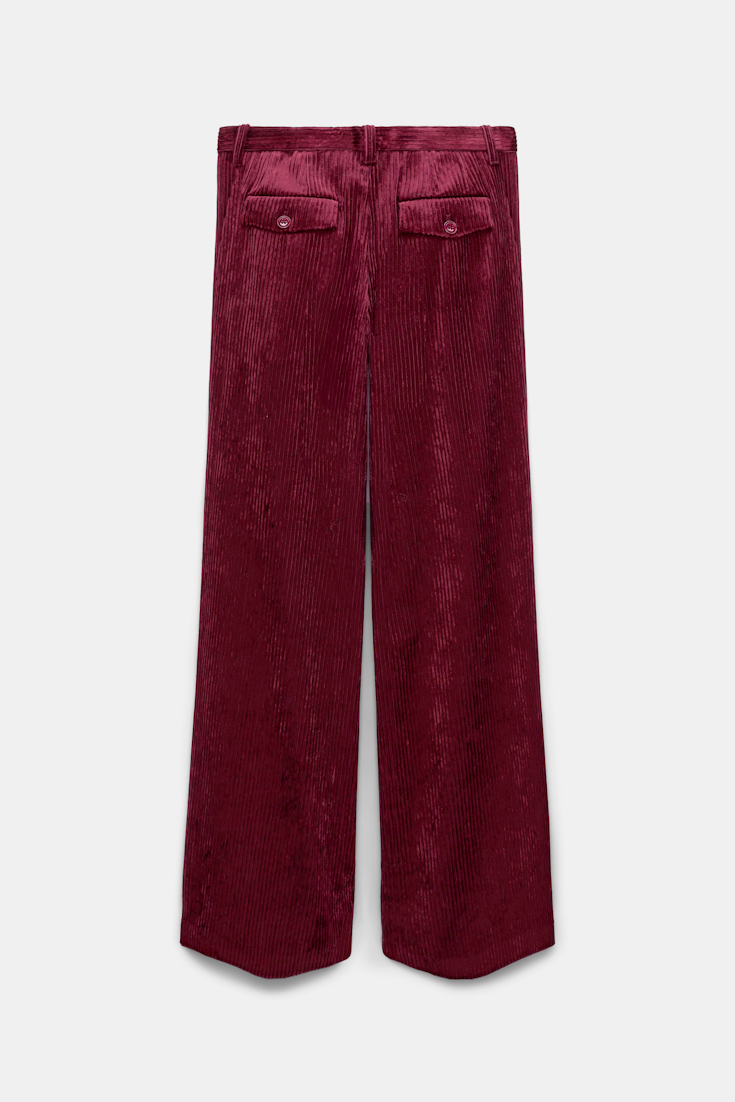 Dorothee Schumacher Wide leg pleated corduroy trousers dark burgundy