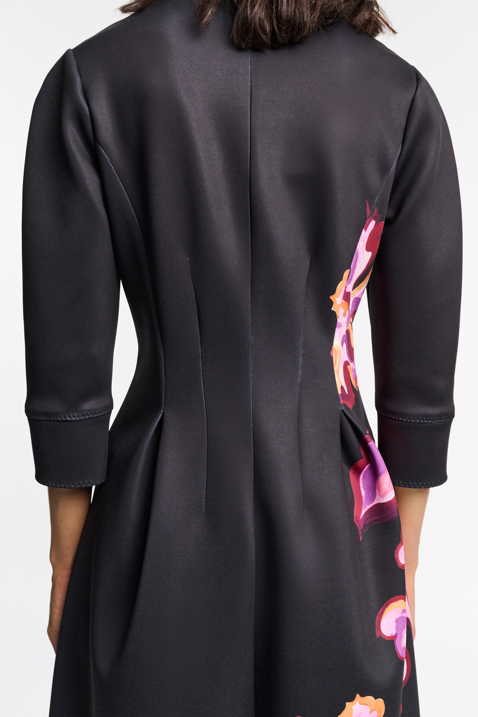 Dorothee Schumacher Printed neoprene fit and flare dress flame flower black/purple