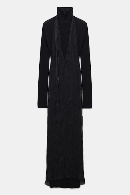 CRINKLE SEDUCTION dress Dorothee Schumacher Transparentes, besticktes Neckholder Kleid deep black