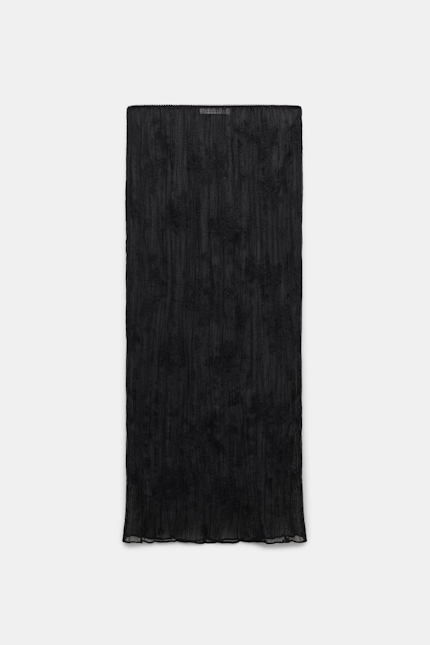 CRINKLE SEDUCTION skirt Dorothee Schumacher Pencil skirt in embroidered crinkle chiffon black