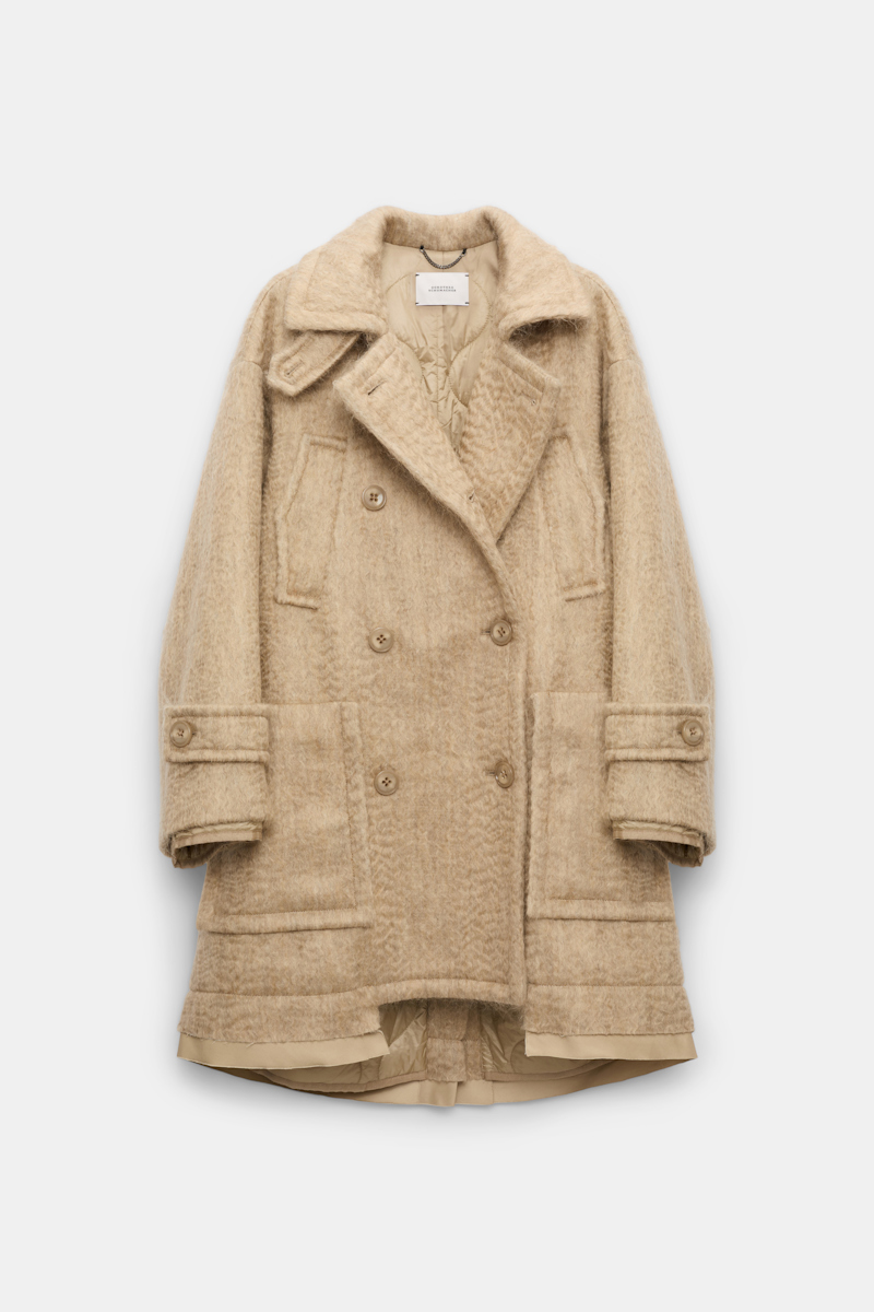 DOROTHEE SCHUMACHER WOOL-MOHAIR COAT WITH SHINY QUILTED LINING 