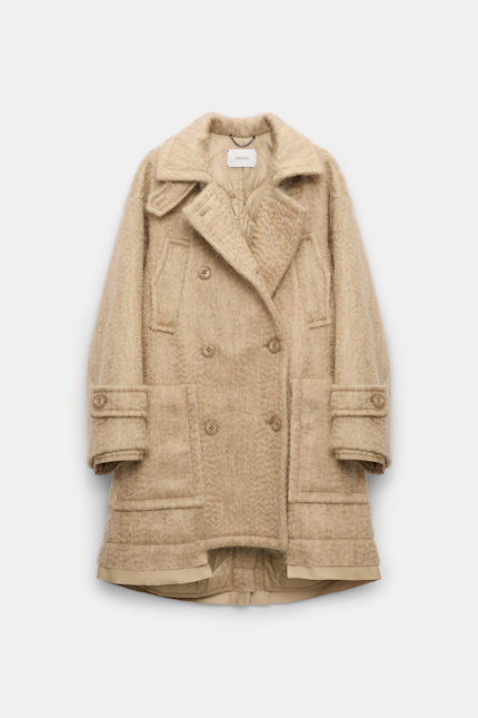 URBAN ATTRACTION coat Dorothee Schumacher Wool-mohair coat with shiny quilted lining dark sand