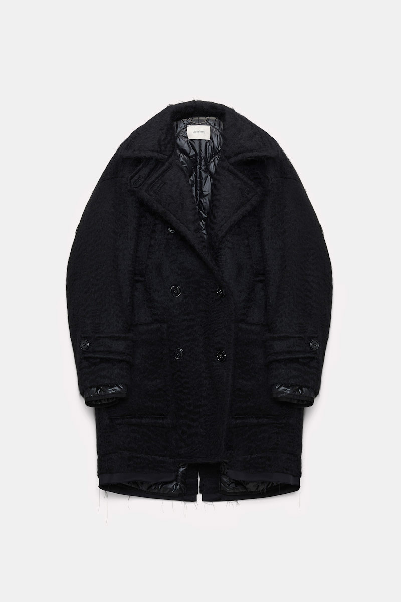 DOROTHEE SCHUMACHER WOOL-MOHAIR COAT WITH SHINY QUILTED LINING 