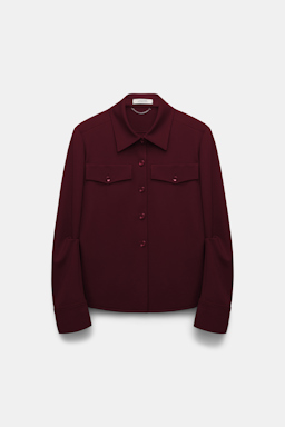 Dorothee Schumacher Tailored shirt-jacket in Punto Milano dark burgundy