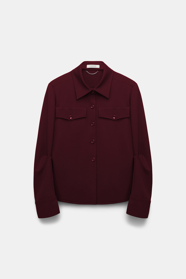 Dorothee Schumacher Tailored shirt-jacket in Punto Milano dark burgundy