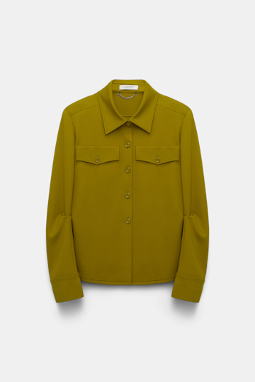 Dorothee Schumacher Tailored shirt-jacket in Punto Milano leguan green