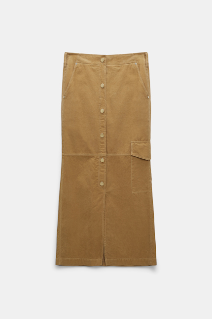 TWISTED STRUCTURE skirt Dorothee Schumacher Corduroy cargo skirt dusty camel