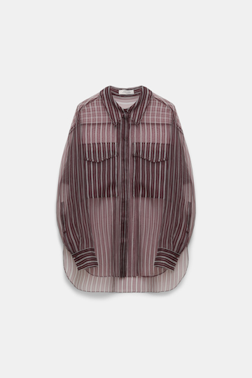 Dorothee Schumacher Sheer printed stripe silk organza blouse bordeaux stripe