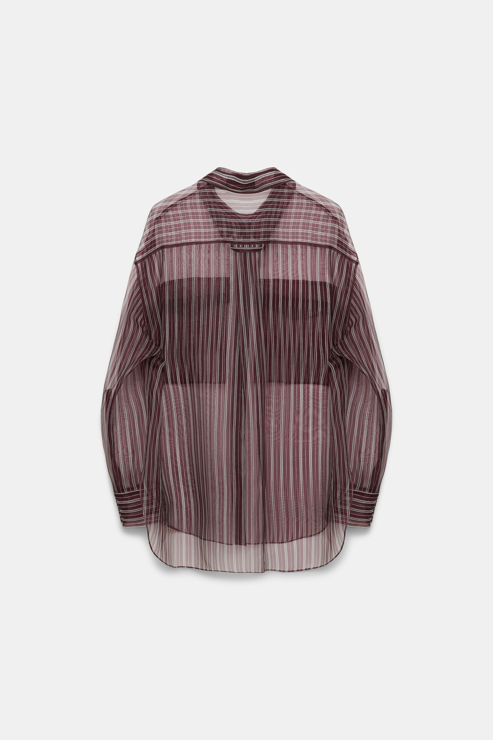 Dorothee Schumacher Sheer printed stripe silk organza blouse bordeaux stripe