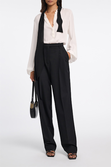 Dorothee Schumacher Silk double georgette blouse with removable bow tie scarf camelia white