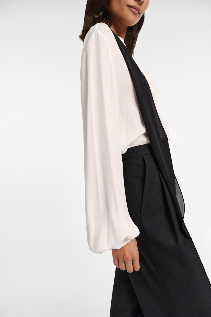 Dorothee Schumacher Silk double georgette blouse with removable bow tie scarf camelia white