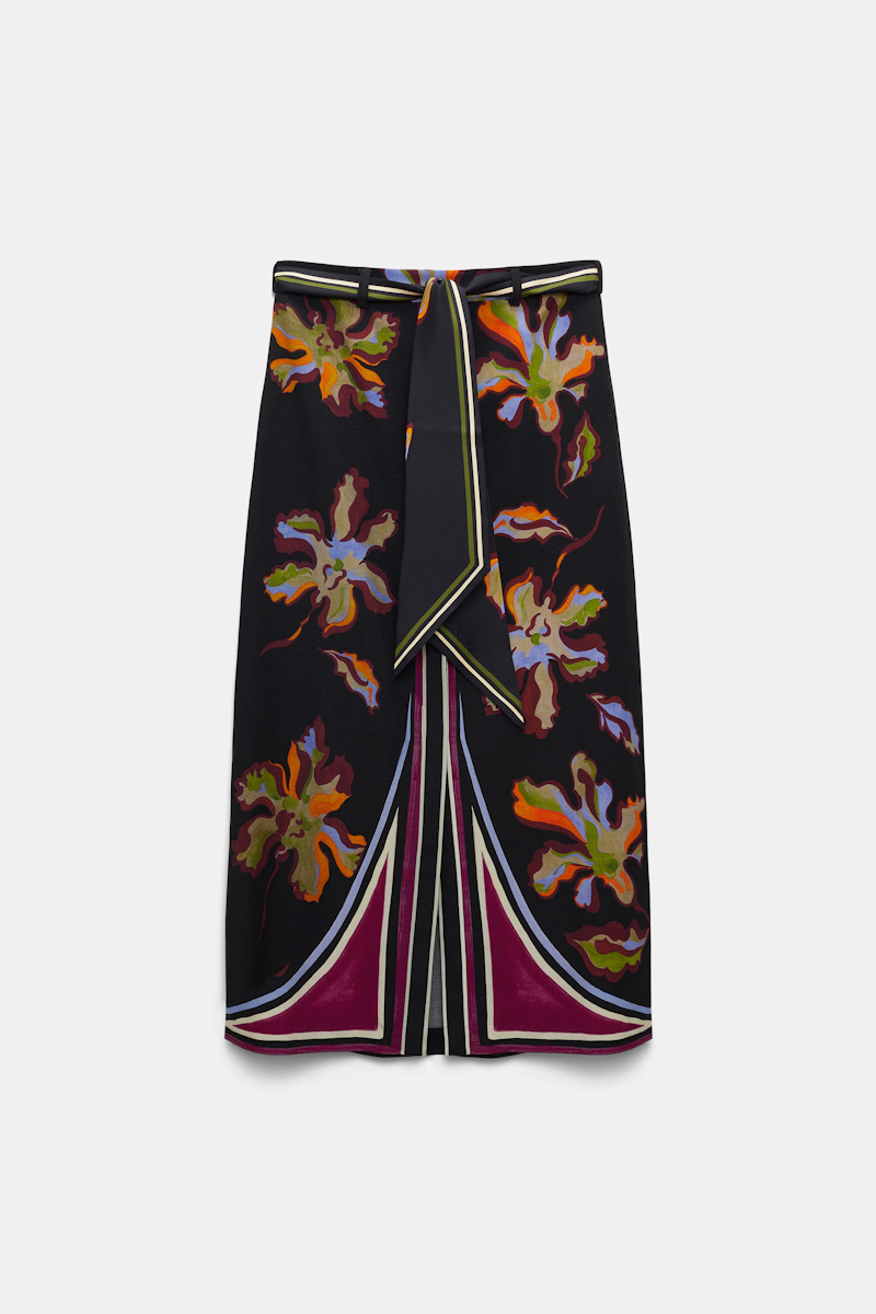 DOROTHEE SCHUMACHER FLOWER PRINT SILK TWILL SKIRT 
