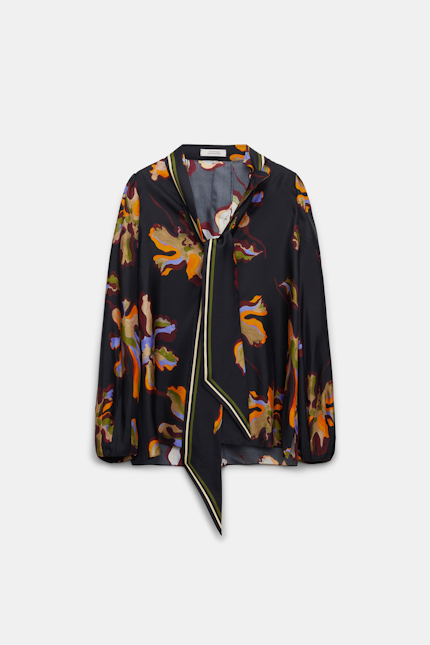 FLORAL SEDUCTIVE blouse Dorothee Schumacher Flower print silk twill blouse flame all over print