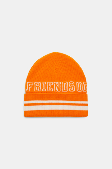 Dorothee Schumacher FRIENDS OF DOROTHEE lettered merino wool beanie orange off white mix