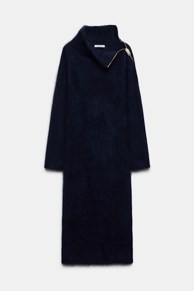 Dorothee Schumacher Fluffy Rollkragenkleid mit Reißverschluss navy