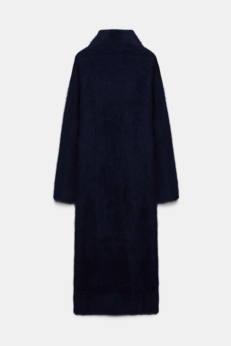 Dorothee Schumacher Fluffy zip turtleneck sweater dress true navy