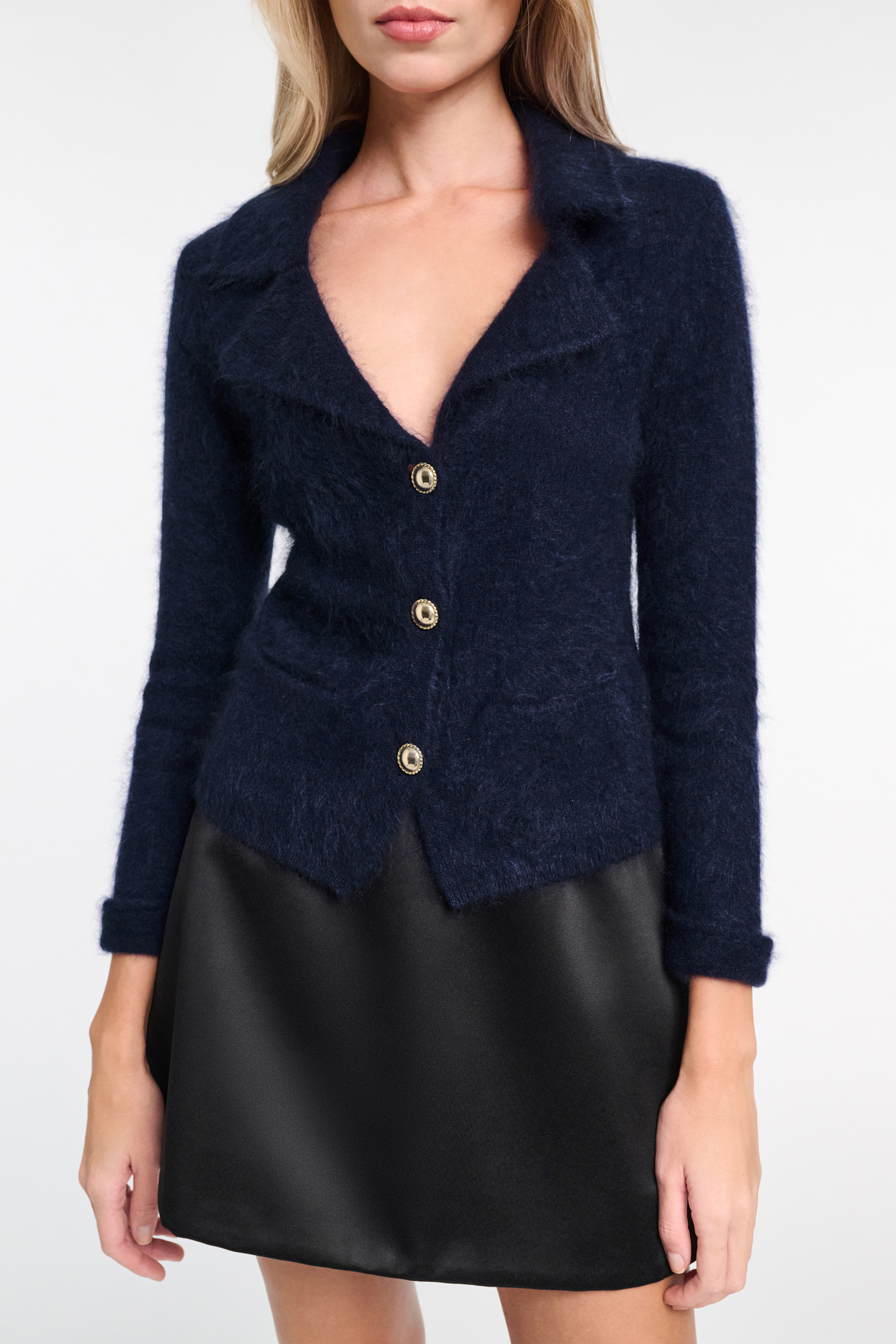 Dorothee Schumacher Fluffy knit blazer-style cardigan true navy