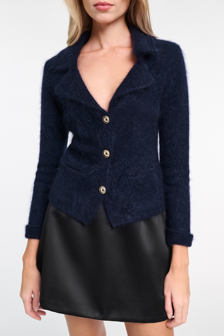 Dorothee Schumacher Fluffy knit blazer-style cardigan true navy