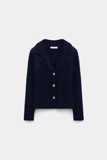 Dorothee Schumacher Fluffy knit blazer-style cardigan true navy