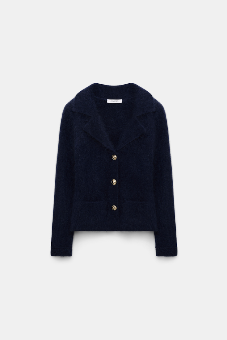 Dorothee Schumacher Fluffy knit blazer-style cardigan true navy