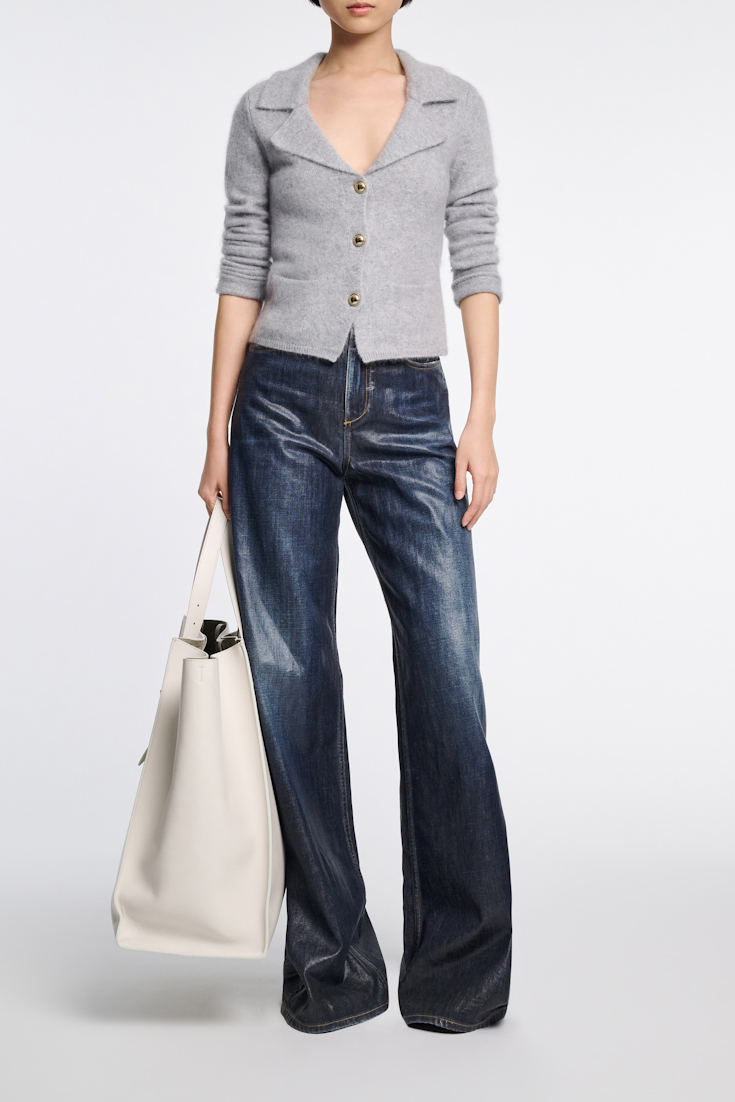 Dorothee Schumacher Fluffy knit blazer-style cardigan grey melange