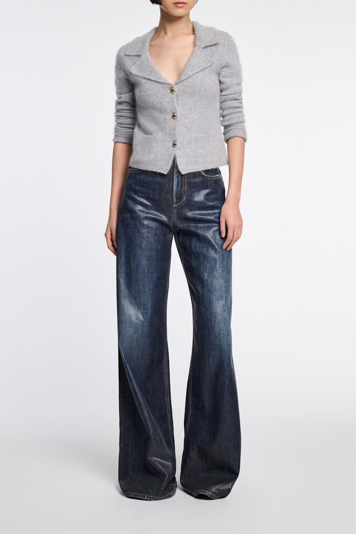 Dorothee Schumacher Fluffy knit blazer-style cardigan grey melange