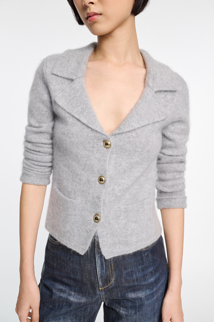 Dorothee Schumacher Fluffy knit blazer-style cardigan grey melange