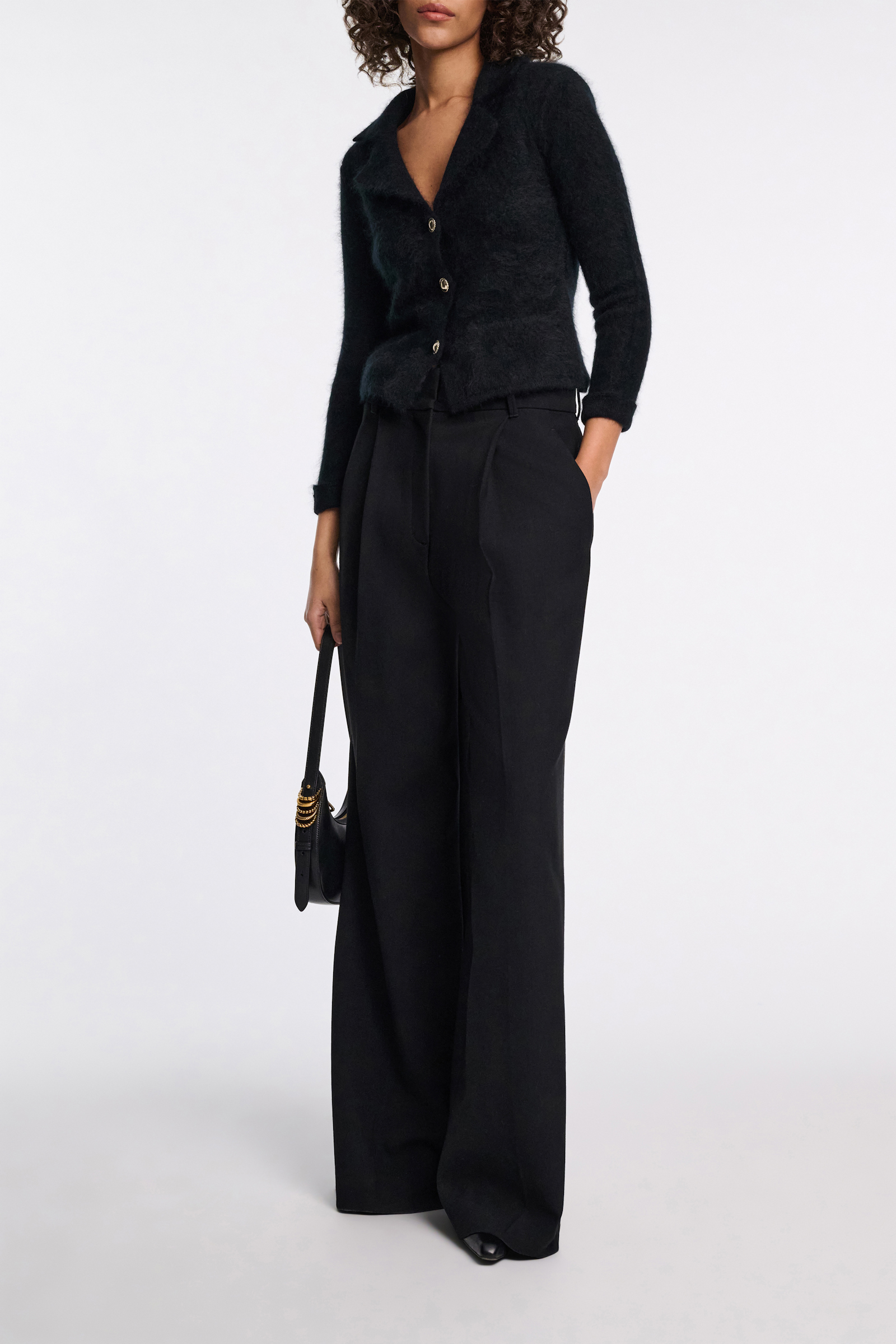 Dorothee Schumacher Fluffy knit blazer-style cardigan pure black