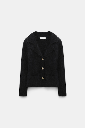 Dorothee Schumacher Fluffy knit blazer-style cardigan pure black