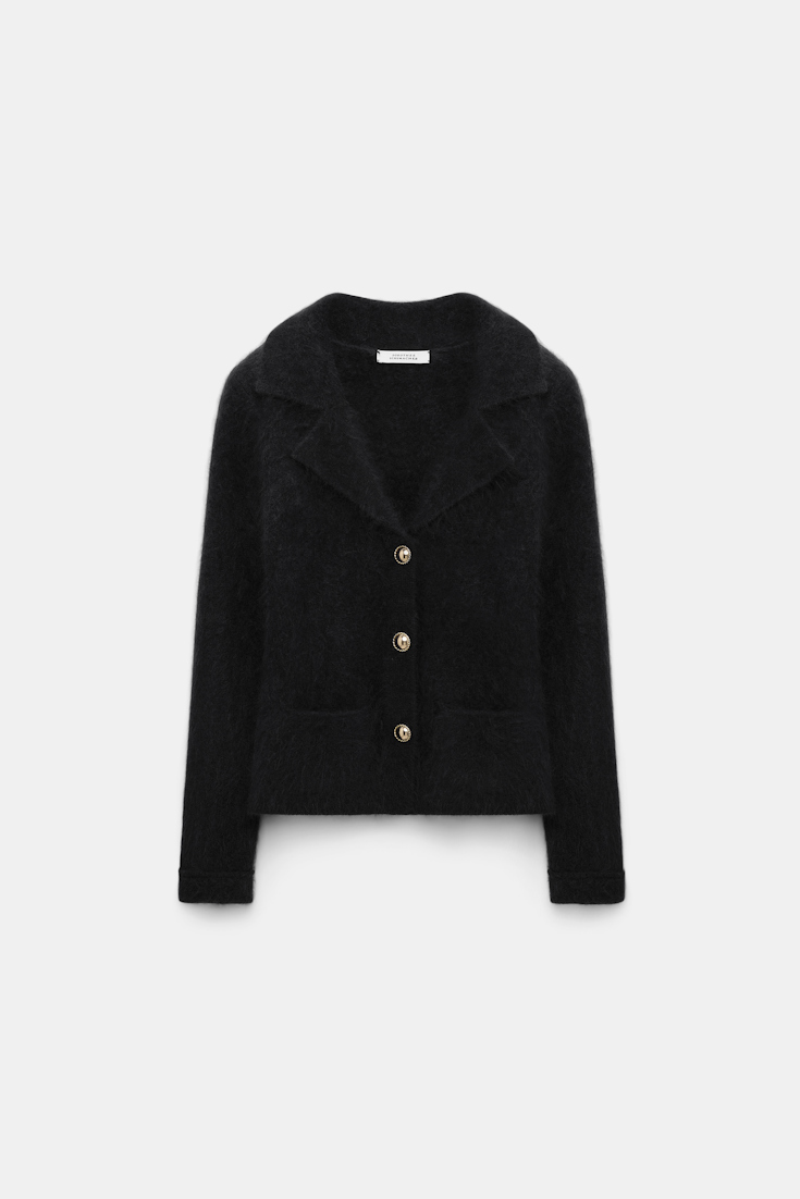 Dorothee Schumacher Fluffy knit blazer-style cardigan pure black
