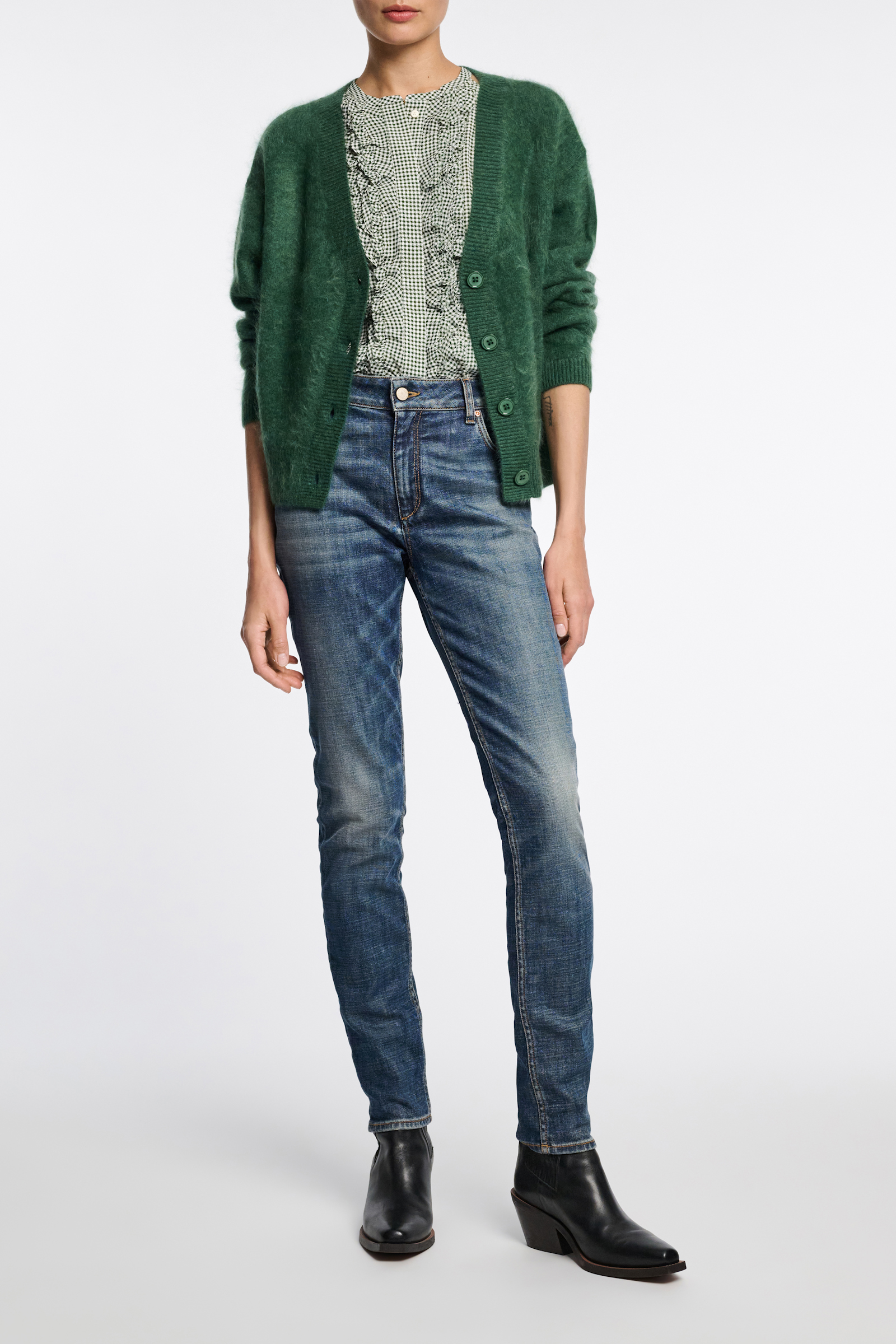 Dorothee Schumacher Wool-cashmere V-neck cardigan dark green