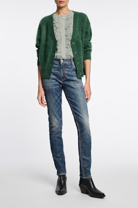 Dorothee Schumacher Fluffy Cardigan mit V-Ausschnitt dark green