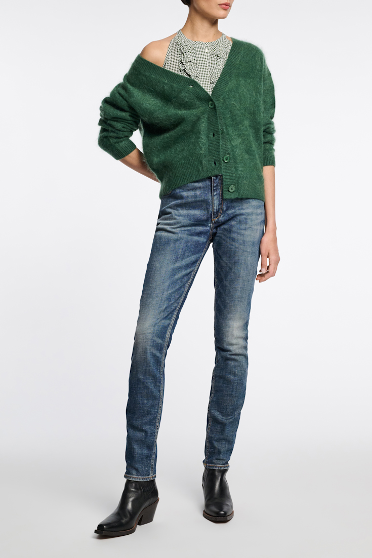 Dorothee Schumacher Wool-cashmere V-neck cardigan dark green
