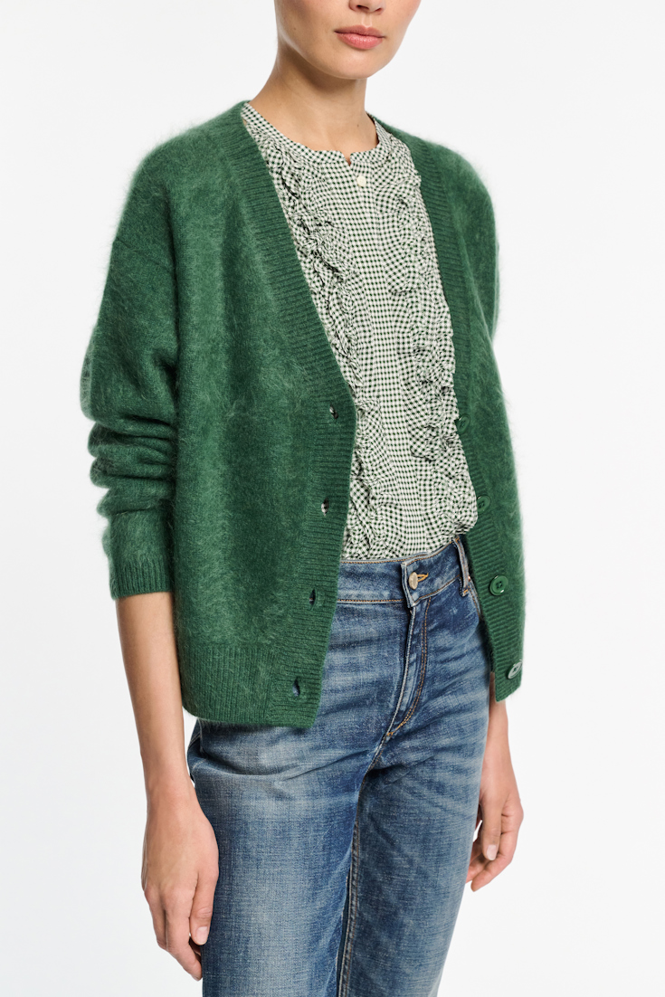 Dorothee Schumacher Wool-cashmere V-neck cardigan dark green