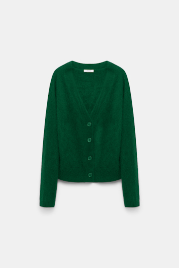Dorothee Schumacher Fluffy Cardigan mit V-Ausschnitt dark green