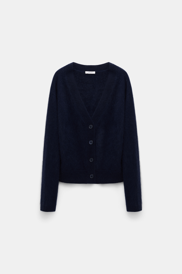 Dorothee Schumacher Fluffy Cardigan mit V-Ausschnitt navy