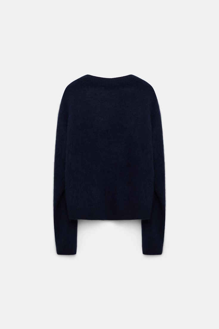 Dorothee Schumacher Fluffy Cardigan mit V-Ausschnitt navy