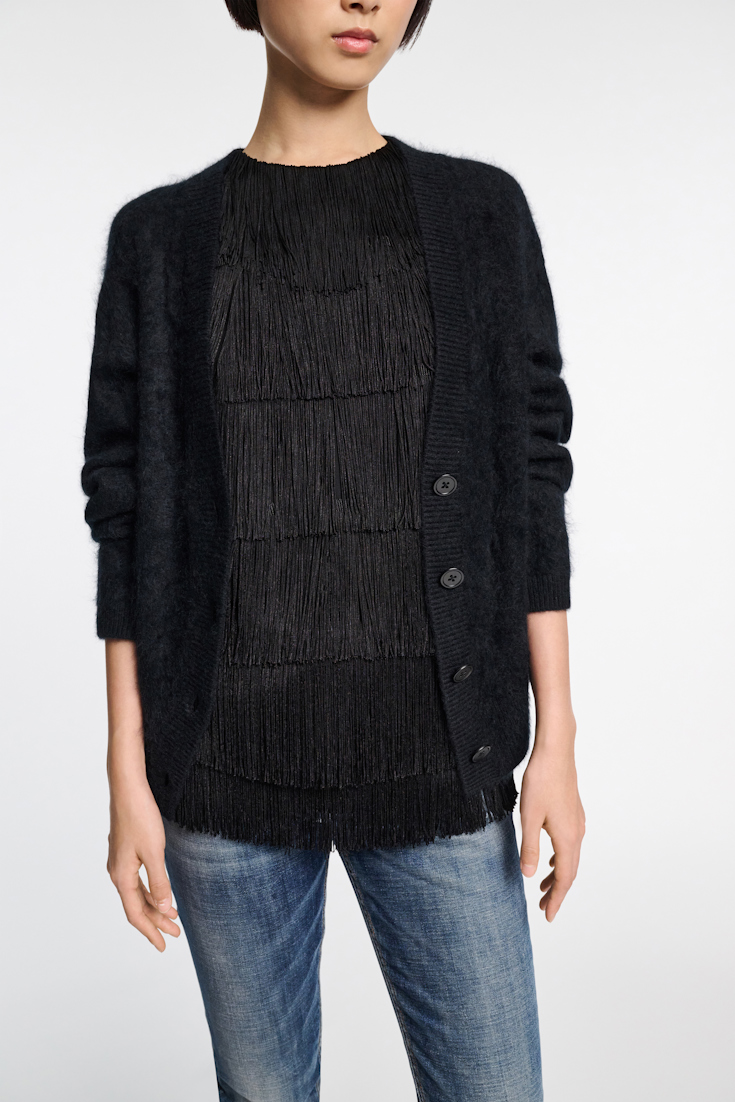 Dorothee Schumacher Wool-cashmere V-neck cardigan pure black