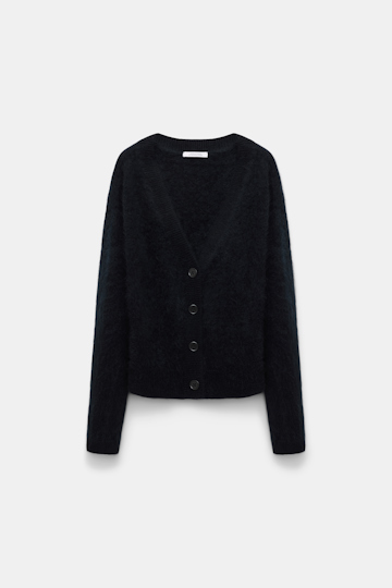 Dorothee Schumacher Fluffy Cardigan mit V-Ausschnitt pure black